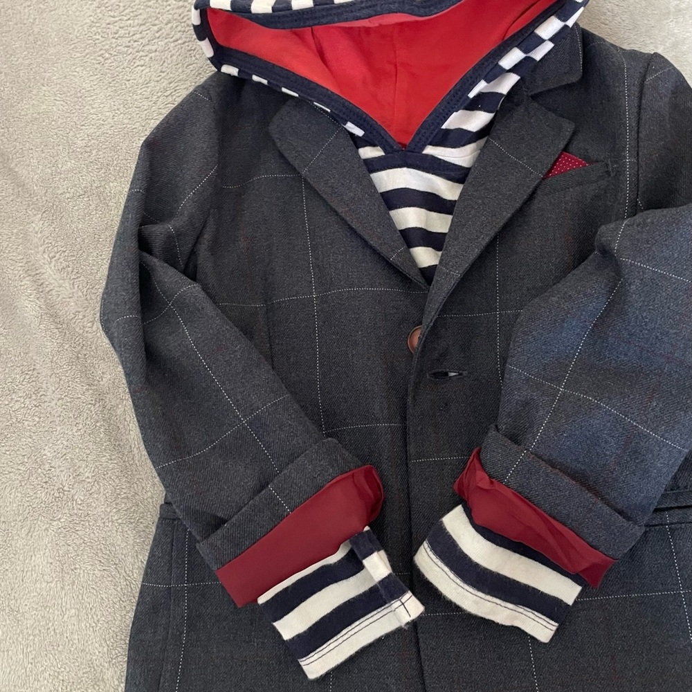Kids Navy Blazer by Cat & Jack & Carters striped hoodie. TWO PIECES